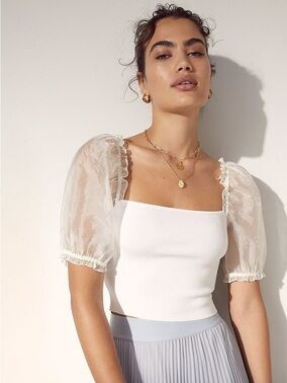 aritzia sheer sleeve top Wilfred